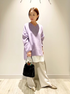 「Au BANNISTER（オゥバニスター）のアイテム」を使った、Takemotoさん（レディース・155cm）の秋コーディネート