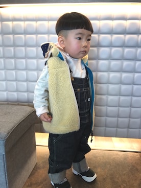 「ノースフェイス」｜「アイテム（オールインワン・サロペット）」を使った、shooouchanさん（キッズ・100cm）の冬コーディネート