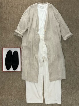 「無印良品（ムジルシリョウヒン）のアイテム（その他アウター）」を使った、kntwさん（レディース・155cm）の夏コーディネート