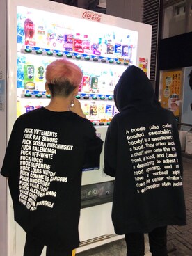 「masternumberのアイテム（Tシャツ/カットソー、ブラック系）」を使った、🔪🍅さん（メンズ・169cm）の夏コーディネート