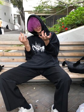 「fill the voidのアイテム（Tシャツ/カットソー、ブラック系）」を使った、🔪🍅さん（メンズ・169cm）の冬コーディネート