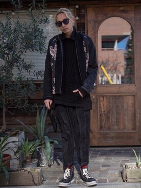 「glamb（グラム）のアイテム（その他アウター）」を使った、maruさん（メンズ・186cm）の冬コーディネート