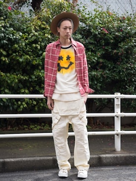 「アメリカン」｜「アイテム（オールインワン・サロペット）」を使った、maruさん（メンズ・186cm）の春コーディネート