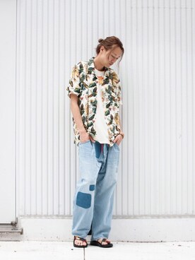 「glamb（グラム）のアイテム（サンダル）」を使った、maruさん（メンズ・186cm）の夏コーディネート