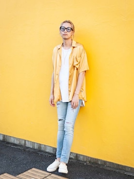 「glamb（グラム）のアイテム（スリッポン）」を使った、maruさん（メンズ・186cm）の春コーディネート
