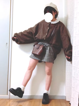 「アベイル」｜「アイテム（ハンチング/ベレー帽）」を使った、ｾﾝﾁｬさん（レディース・148cm）の冬コーディネート