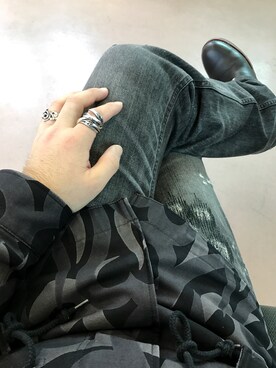 「M's collection（エムズコレクション）のアイテム（リング）」を使った、wtapsおじさんさん（メンズ・171cm）の冬コーディネート