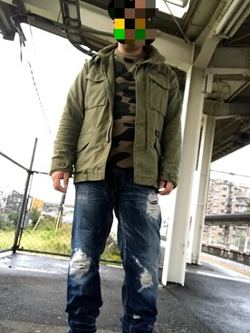「WTAPS（ダブルタップス）のアイテム（ミリタリージャケット、グリーン系）」を使った、wtapsおじさんさん（メンズ・171cm）の秋コーディネート