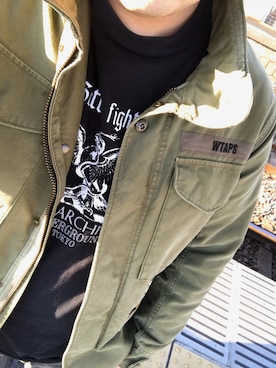 「NEIGHBORHOOD（ネイバーフッド）のアイテム（Tシャツ/カットソー、ブラック系）」を使った、wtapsおじさんさん（メンズ・171cm）の冬コーディネート