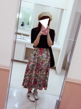 「麦わら帽子」｜「アイテム（ハンチング/ベレー帽）」を使った、あやかんさん（レディース・155cm）の夏コーディネート