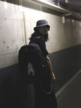 「Yohji Yamamoto（ヨウジヤマモト）のアイテム（帽子）」を使った、タケダさん（メンズ・170cm）の春コーディネート