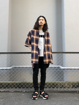 「Lui's（ルイス）のアイテム（サンダル）」を使った、タケダさん（メンズ・170cm）の夏コーディネート