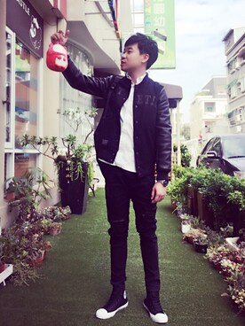 「summer」｜「アイテム（スタジャン）」を使った、Kaws  Chenさん（メンズ・174cm）の秋コーディネート