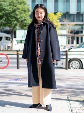 「RECOMMEND  ITEM STYLING」｜「アイテム（ステンカラーコート）」を使った、Miho Fujii     さん（レディース・162cm）の秋コーディネート