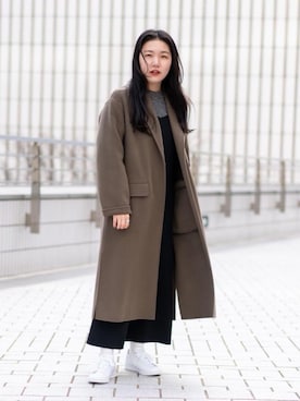 「RECOMMEND  ITEM STYLING」｜「アイテム（チェスターコート）」を使った、Miho Fujii     さん（レディース・162cm）の冬コーディネート