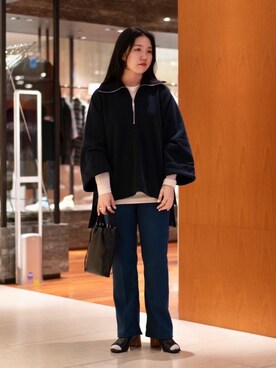 「RECOMMEND  ITEM STYLING」｜「アイテム（スラックス）」を使った、Miho Fujii     さん（レディース・162cm）の冬コーディネート