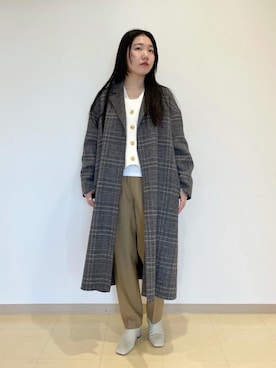 「RECOMMEND  ITEM STYLING」｜「アイテム（チェスターコート）」を使った、Miho Fujii     さん（レディース・162cm）の冬コーディネート