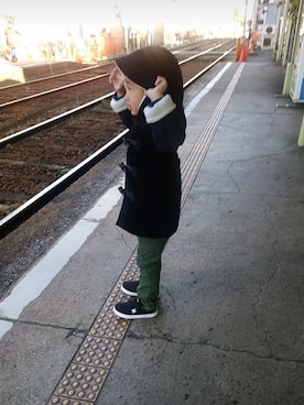 「こども ビームス（コドモビームス）のアイテム（ダッフルコート）」を使った、AI5460さん（レディース・156cm）の冬コーディネート