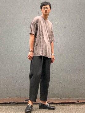 「ワイドシルエット」｜「アイテム（アナログ腕時計）」を使った、ビーンズ　おいちょさん（メンズ・180cm）の夏コーディネート