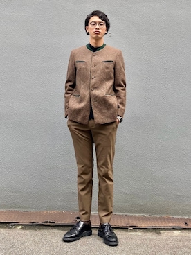 「スキニー」｜「アイテム（ノーカラージャケット）」を使った、ビーンズ　おいちょさん（メンズ・178cm）の秋コーディネート
