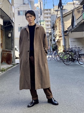 「オーバーコート」｜「アイテム（財布/小物）」を使った、ビーンズ　おいちょさん（メンズ・178cm）の冬コーディネート