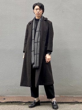 「tricot COMME des GARCONS（トリココムデギャルソン）のアイテム（チェスターコート）」を使った、ビーンズ　おいちょさん（メンズ・178cm）の冬コーディネート