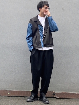 「ショートブルゾン」｜「アイテム（その他シューズ）」を使った、ビーンズ　おいちょさん（メンズ・180cm）の春コーディネート