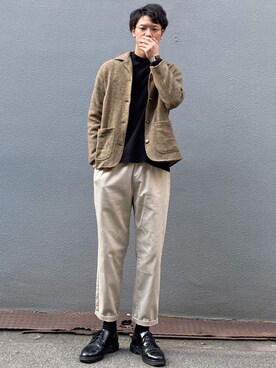 「UNIQLO（ユニクロ）のMEN ソフトタッチハイネックT（長袖）（Tシャツ/カットソー）」を使った、ビーンズ　おいちょさん（メンズ・180cm）の春コーディネート