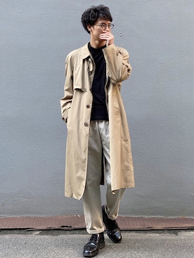 「UNIQLO（ユニクロ）のMEN ソフトタッチハイネックT（長袖）（Tシャツ/カットソー）」を使った、ビーンズ　おいちょさん（メンズ・180cm）の春コーディネート