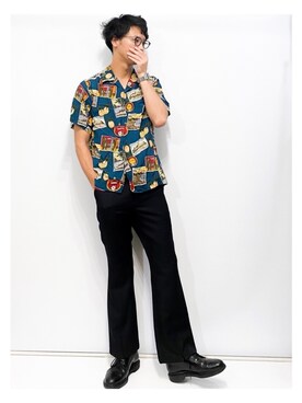 「アロハシャツ」｜ビーンズ　おいちょさん（メンズ・180cm）の夏コーディネート