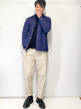 「UNIQLO（ユニクロ）のMEN ソフトタッチハイネックT（長袖）（Tシャツ/カットソー）」を使った、ビーンズ　おいちょさん（メンズ・180cm）の冬コーディネート