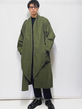 「UNIQLO（ユニクロ）のMEN ソフトタッチハイネックT（長袖）（Tシャツ/カットソー）」を使った、ビーンズ　おいちょさん（メンズ・180cm）の冬コーディネート