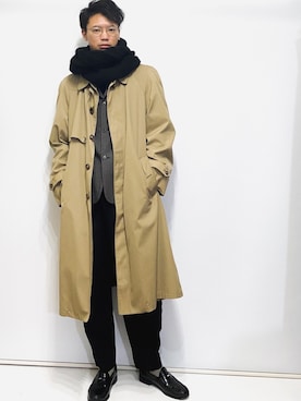 「スヌード」｜「アイテム（トレンチコート）」を使った、ビーンズ　おいちょさん（メンズ・180cm）の冬コーディネート
