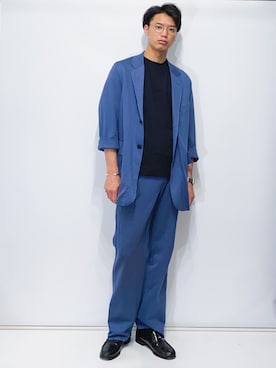 「URU（ウル）のアイテム（スラックス）」を使った、ビーンズ　おいちょさん（メンズ・180cm）の夏コーディネート