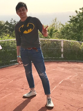 「SEAL（シール）のアイテム（バッグ）」を使った、汗疹さん（メンズ・177cm）の春コーディネート