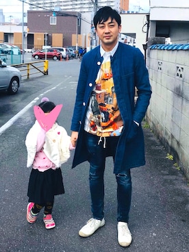 「ZARA（ザラ）のアイテム（ノーカラージャケット）」を使った、汗疹さん（メンズ・177cm）の冬コーディネート