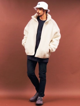 「FILA（フィラ）のアイテム（帽子）」を使った、Beautiful Harmonyさん（メンズ・179cm）の冬コーディネート