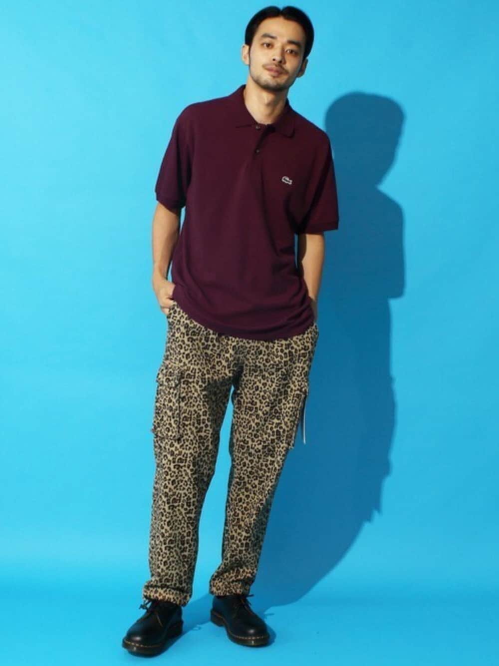 「LACOSTE、オーバーサイズ、カーゴパンツ、ポロシャツ、パンツスタイル、ラコステ、夏コーデ、シェフパンツ、Beautiful Harmony、ビューティフルハーモニー」｜「Beautiful Harmonyのシェフ カーゴ パンツ（カーゴパンツ、その他）」を使った、Beautiful Harmonyさん（メンズ・179cm）の夏コーディネートの1枚目の写真