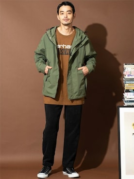「carhartt」｜「アイテム（マウンテンパーカー）」を使った、Beautiful Harmonyさん（メンズ・180cm）の秋コーディネート