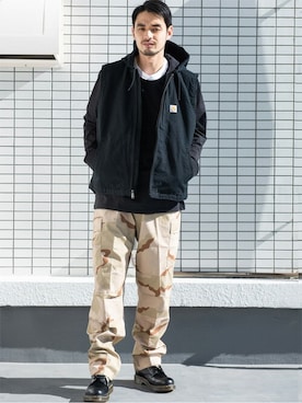 「ROTHCO（ロスコ）のアイテム（パンツ）」を使った、Beautiful Harmonyさん（メンズ・180cm）の冬コーディネート