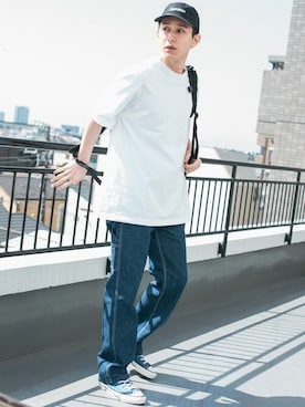 「KEY（キイ）のアイテム（パンツ）」を使った、Beautiful Harmonyさん（メンズ・181cm）の春コーディネート