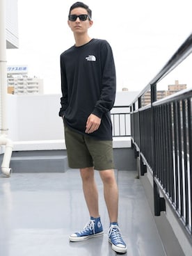 「THE NORTH FACE（ザノースフェイス）のアイテム（チノパンツ）」を使った、Beautiful Harmonyさん（メンズ・181cm）の夏コーディネート