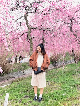 「NATURAL BEAUTY BASIC（ナチュラルビューティーベーシック）のアイテム（シャツワンピース）」を使った、mnmさん（レディース・157cm）の春コーディネート