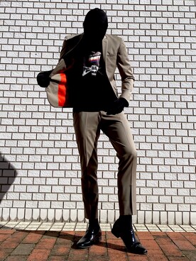 「スーツコーデ」｜「アイテム（セットアップ）」を使った、UEMTOさん（メンズ・180cm）の秋コーディネート