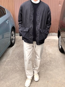 「ノーカラージャケット」｜シガーさん（メンズ・167cm）の冬コーディネート