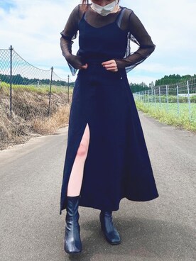 「PUBLUX（パブリュクス）のアイテム（ブーツ）」を使った、温谷伶奈さん（レディース・160cm）の秋コーディネート