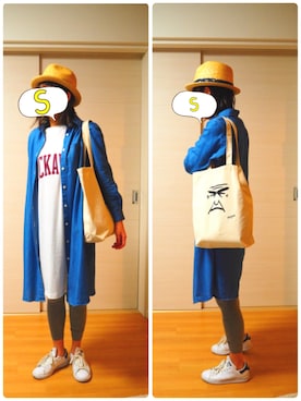 「BLUE BLUE（ブルーブルー）のアイテム（帽子）」を使った、sakycoさん（レディース・164cm）の春コーディネート