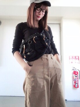 「152cm」｜「アイテム（キャップ）」を使った、momoさん（レディース・152cm）の秋コーディネート