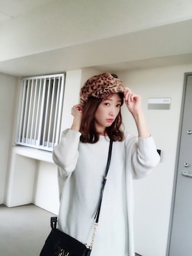 「152cm」｜「アイテム（キャスケット）」を使った、momoさん（レディース・152cm）の冬コーディネート
