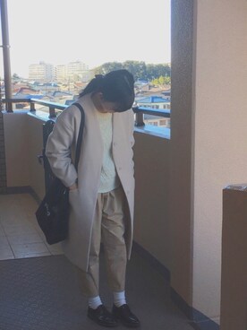 「HARUTA」｜「アイテム（ノーカラージャケット）」を使った、haruさん（レディース・157cm）の冬コーディネート